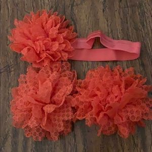 Baby sandals with matching headbands